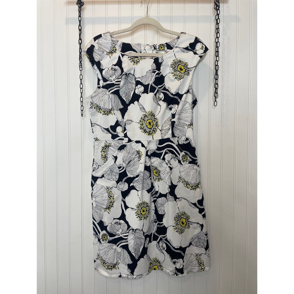 D.B.Y. Ltd Floral Mini Dress Navy & White Cap Sleeve Sheath Womens Size 14